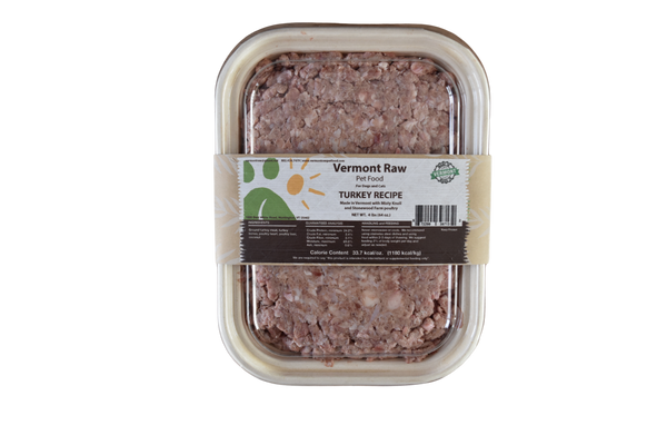 Turkey Raw Pet Food 4lb Tub for dogs and cats - Vermont Raw